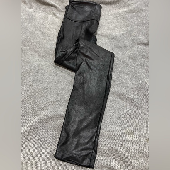 SPANX Petite Faux Leather Legging in Black - Picture 2 of 7